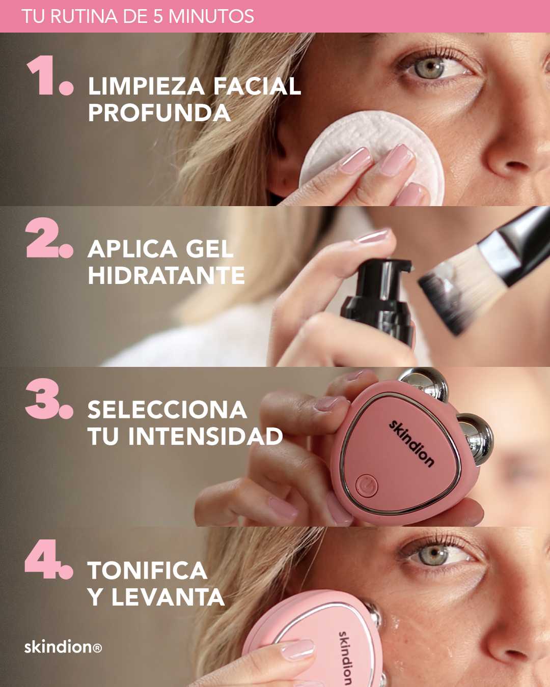 Dispositivo de Tonificación Facial Skindion Rosa